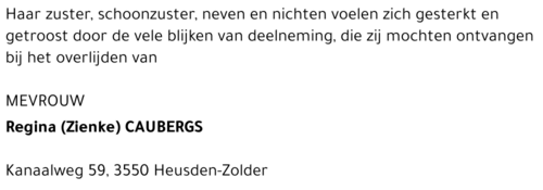 Regina (Zienke) Caubergs