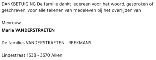 MARIA VANDERSTRAETEN