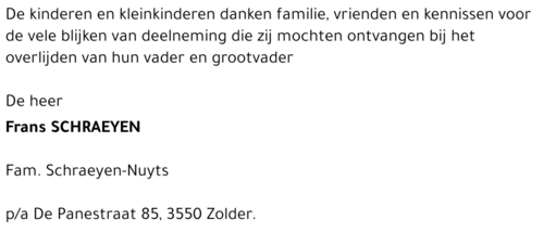 SCHRAEYEN Frans