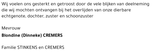 Blondine (Dinneke) CREMERS