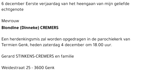 Blondine (Dinneke) CREMERS