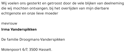 Irma Vanderspikken