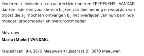 Maria (Mieke) VANDAEL
