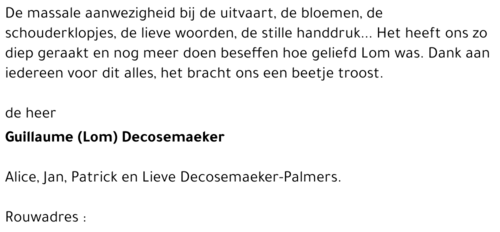 Guillaume (Lom) DECOSEMAEKER