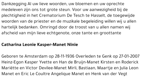 Catharina Leonie Ninie Kasper-Manet