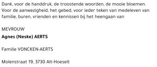 Agnes (Neske) Aerts