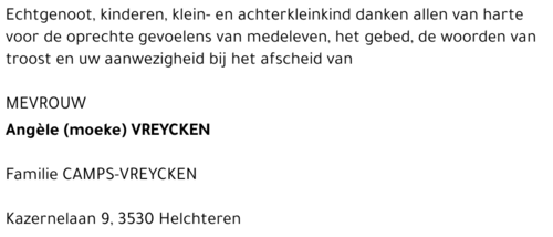 Angèle (Moeke) Vreycken