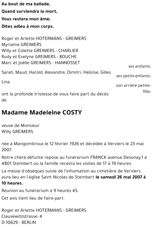 Madeleine COSTY