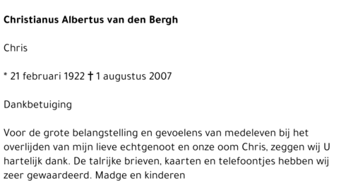 Christianus Albertus van den Bergh