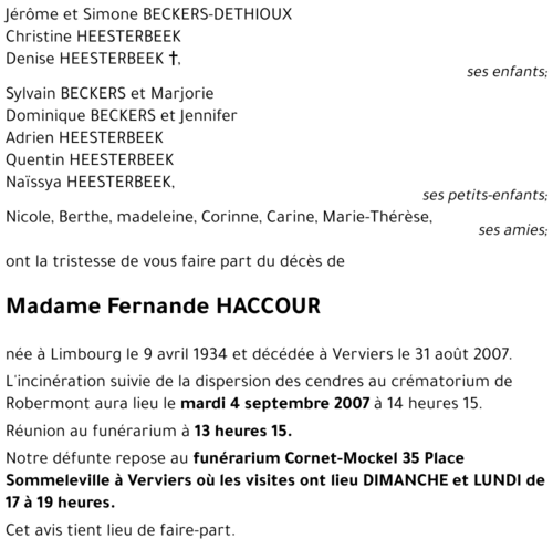 Fernande HACCOUR