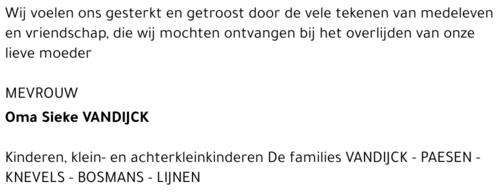 Oma Sieke Vandijck