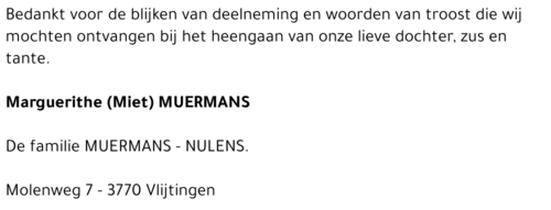 Marguerithe (Miet) Muermans