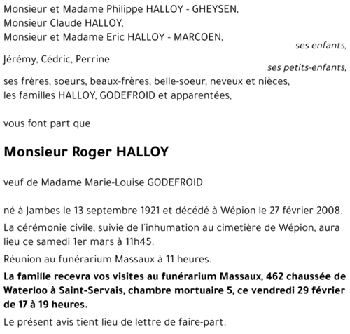 Roger HALLOY