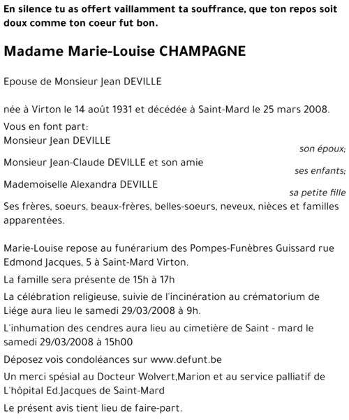 Marie-Louise CHAMPAGNE