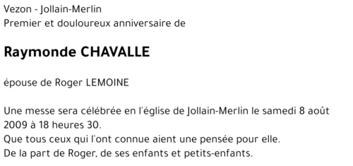 Raymonde CHAVALLE