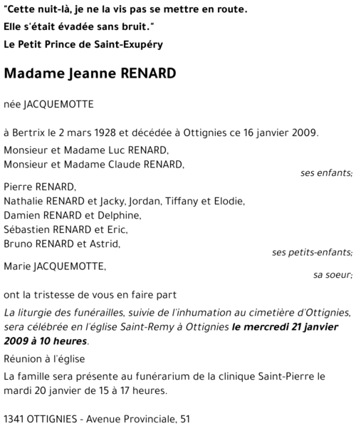Jeanne RENARD