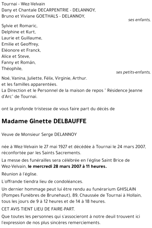 Ginette DELBAUFFE