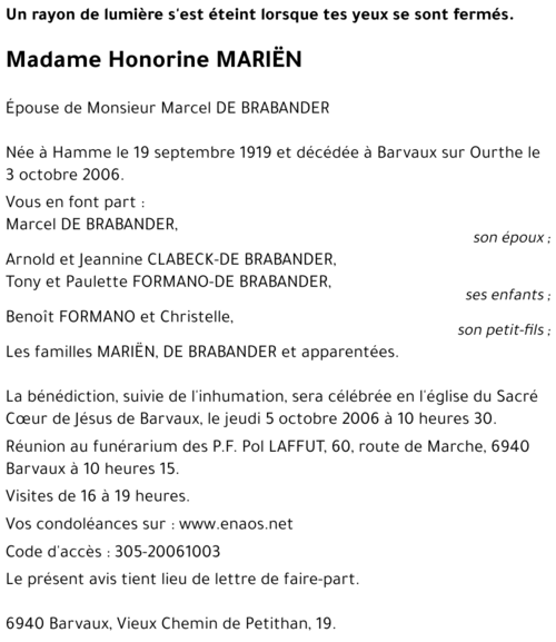 Honorine MARIEN