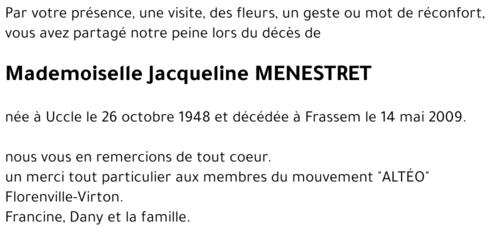 Jacqueline MENESTRET