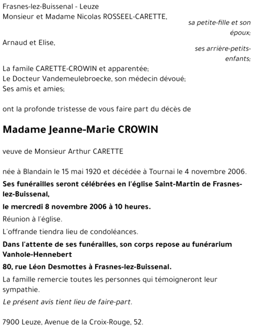 Jeanne-Marie CROWIN