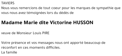 Marie dite Victorine HUSSON