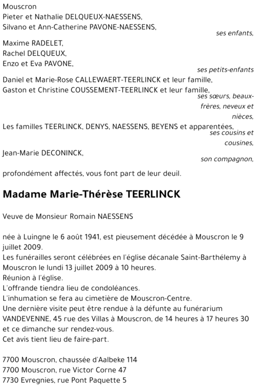 Marie-Thérèse TEERLINCK