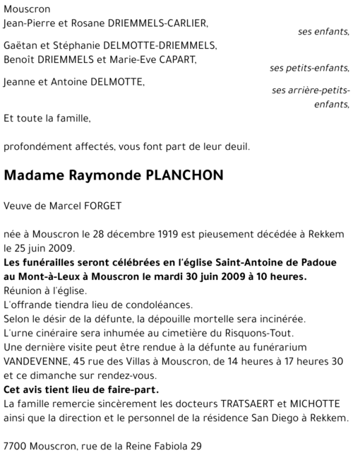 Raymonde PLANCHON