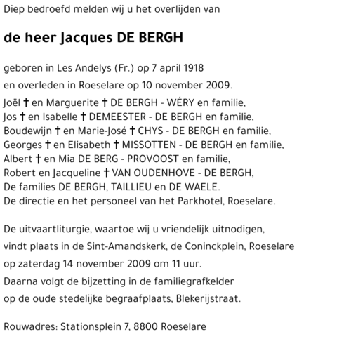 Jacques DE BERGH