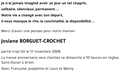 Josiane BORGUET-CROCHET