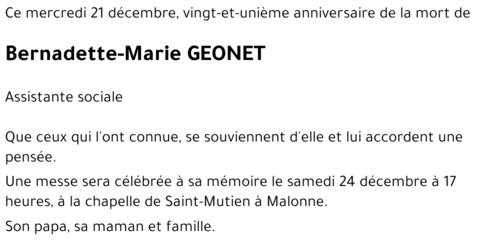 Bernadette-Marie GEONET