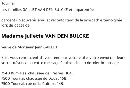 Juliette VAN DEN BULCKE