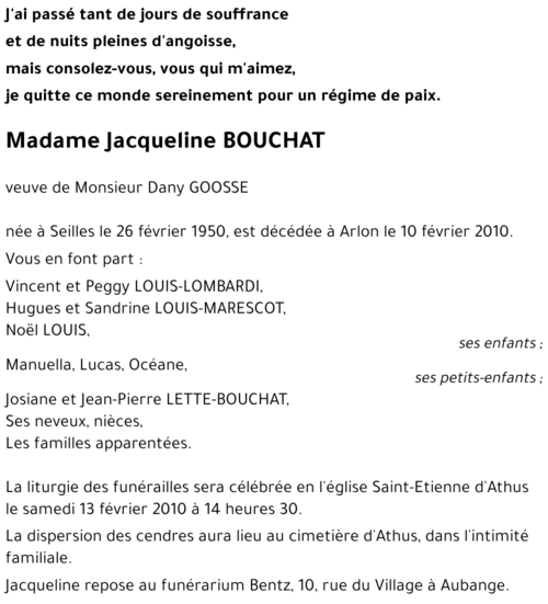 Jacqueline BOUCHAT