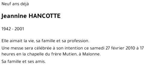 Jeannine HANCOTTE