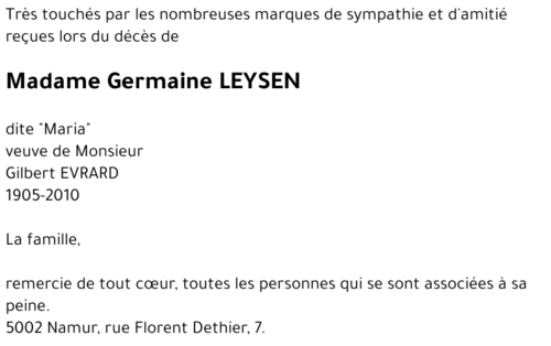 Germaine LEYSEN