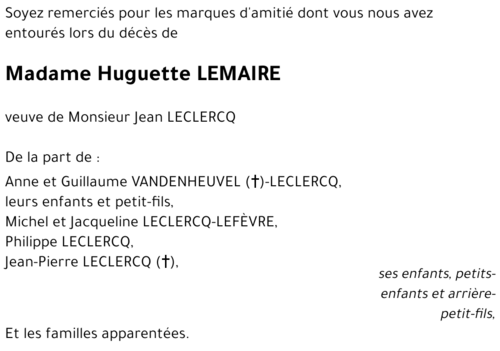 Huguette LEMAIRE