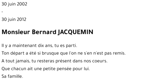 Bernard JACQUEMIN
