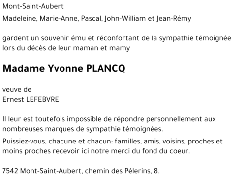 Yvonne PLANCQ