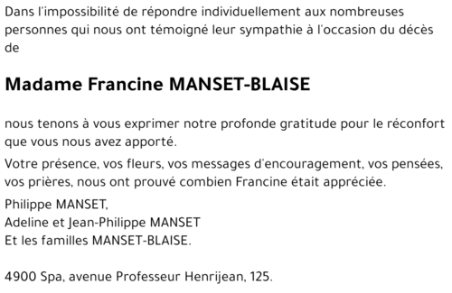 Francine MANSET-BLAISE