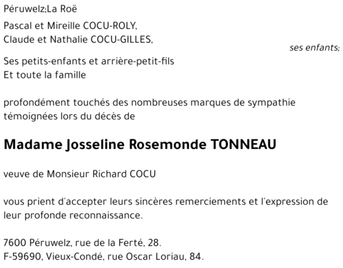 Josseline Rosemonde TONNEAU
