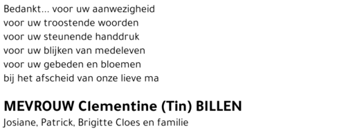 Clementine (Tin) Billen