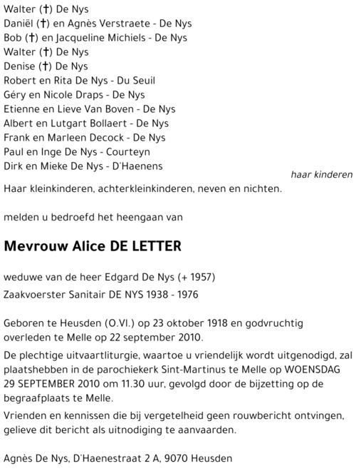 Alice De Letter
