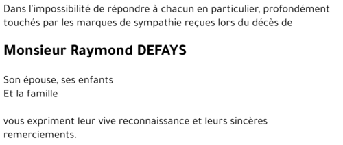 Raymond DEFAYS