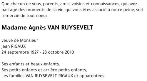 Agnès VAN RUYSEVELT