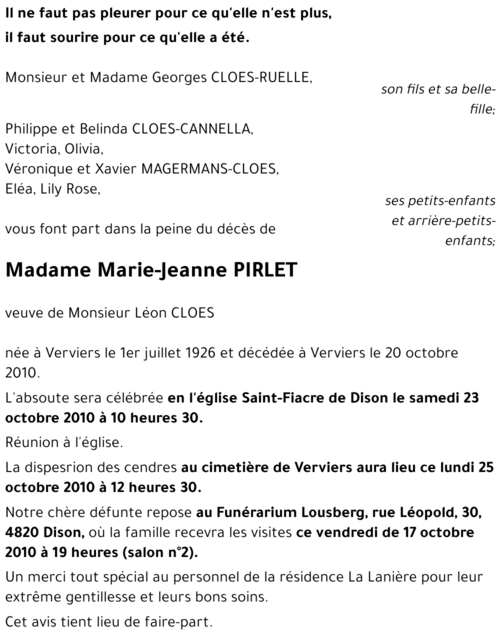 Marie-Jeanne PIRLET