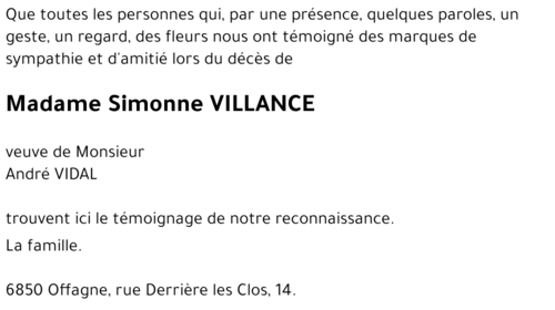Simonne VILLANCE
