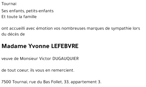 Yvonne LEFEBVRE