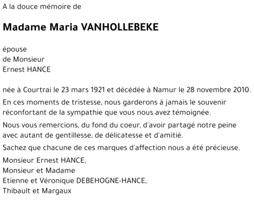 Maria VANHOLLEBEKE