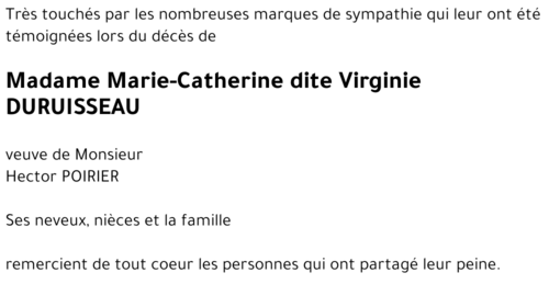 Marie-Catherine, dite Virginie DURUISSEAU