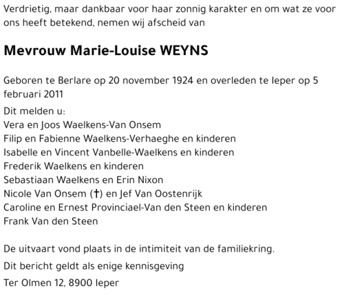 Marie-Louise WEYNS