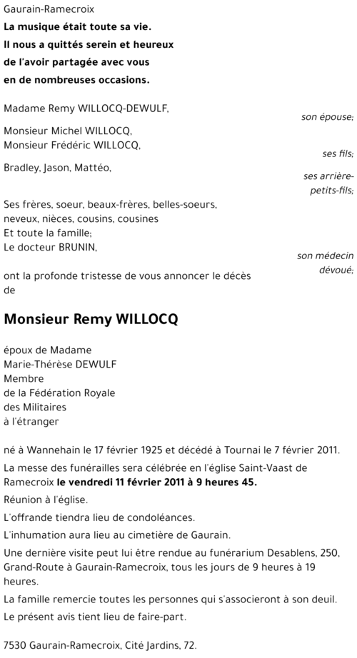 Remy WILLOCQ